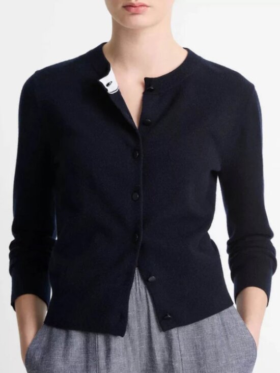 Vince Sweaters - NWT Vince Wool & Cashmere-Blend Tipped Half-Moon Cardigan